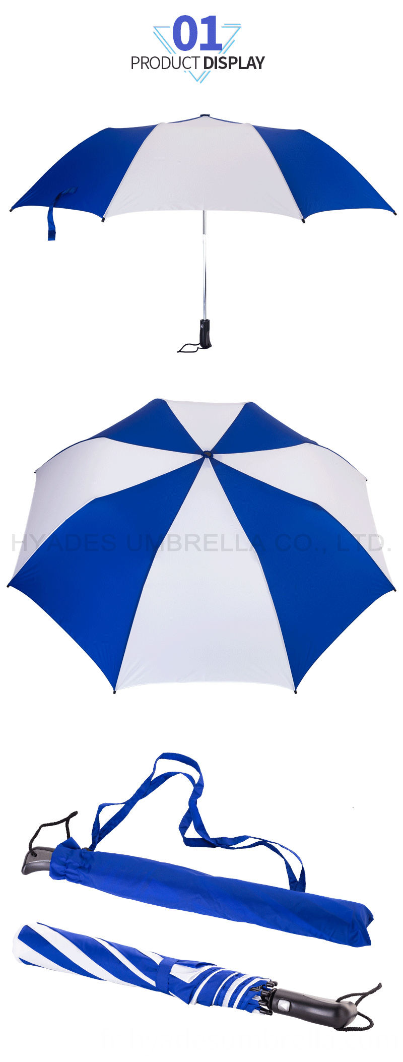 2 cadre parapluie pliable en fibre de verre 2 Folding Umbrella Windproof Fiberglass Frame